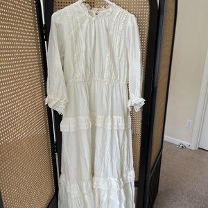 Vacation long linen&lace dress